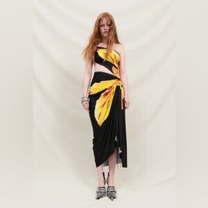 Fal-Ash Signature Floral dress in golden yellow/black